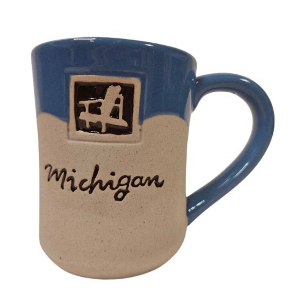 Michigan Adirondack Chair Coffee Mug Cup Stoneware Glazed Light Blue 16 oz